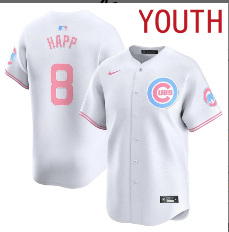 Youth Chicago Cubs #8 Happ white 2024 Nike MLB jersey->youth nfl jersey->Youth Jersey